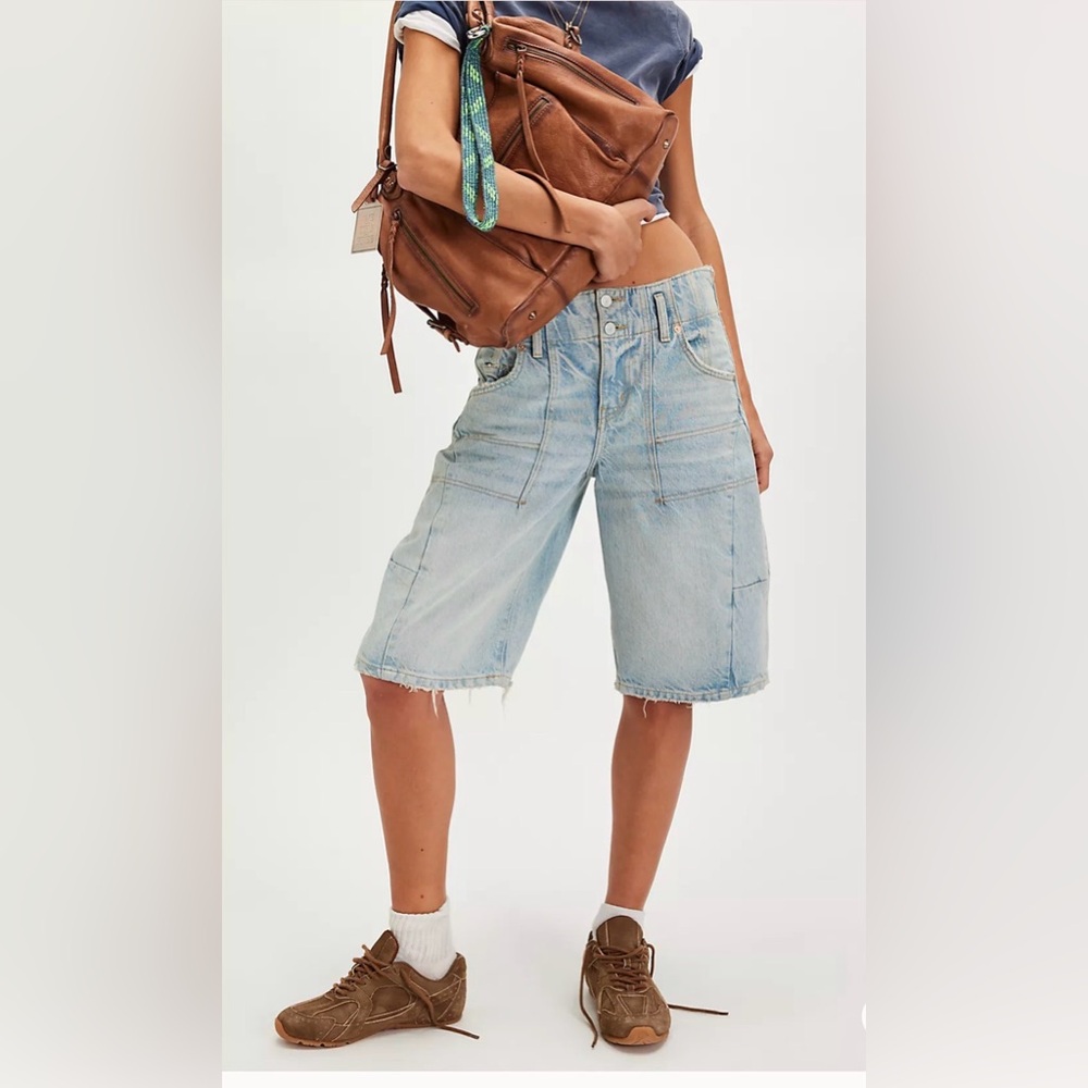 Light Wash Denim Bermuda Shorts - Casual Women's Shorts